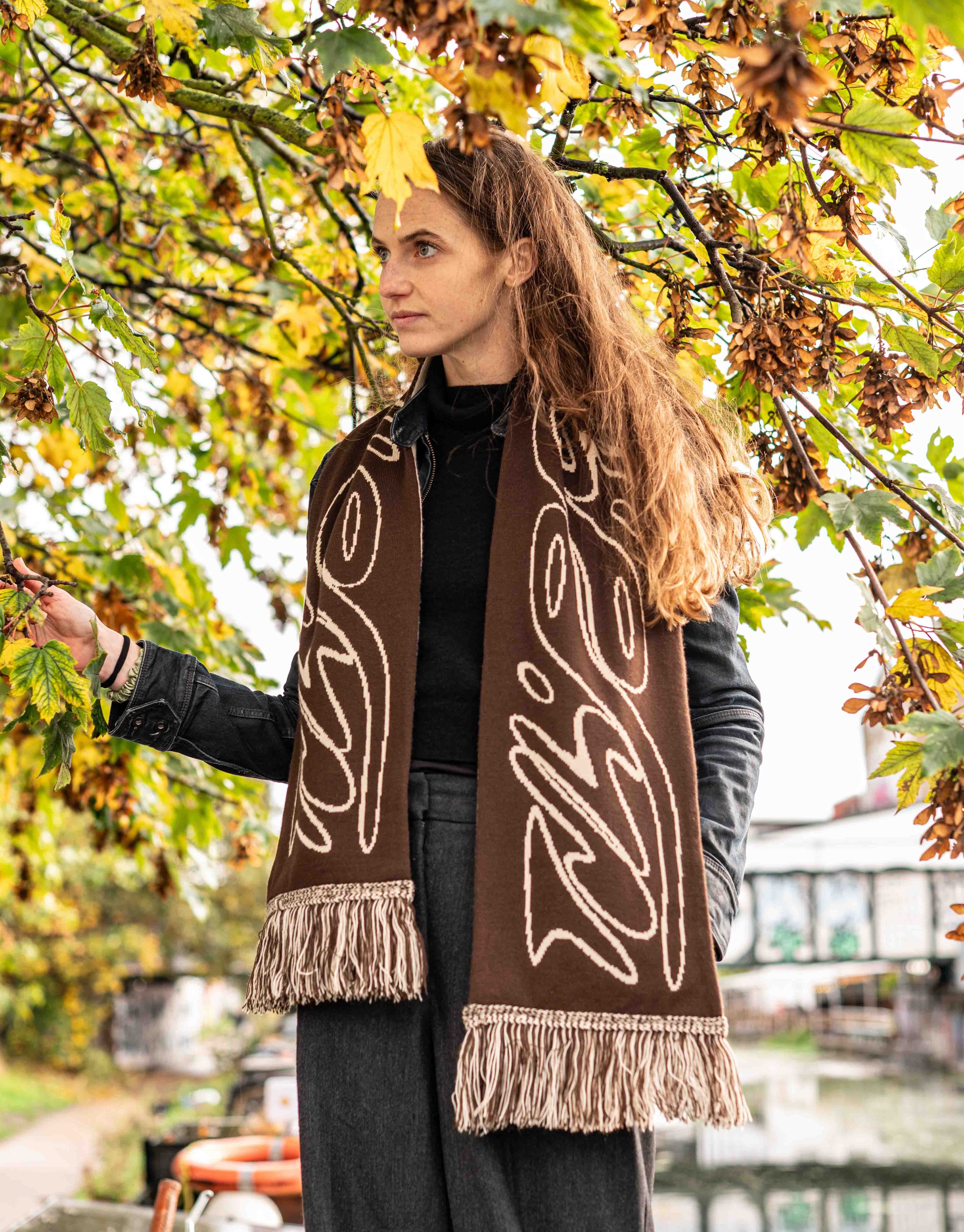 Trace Jacquard Knitted Scarf | Tulip